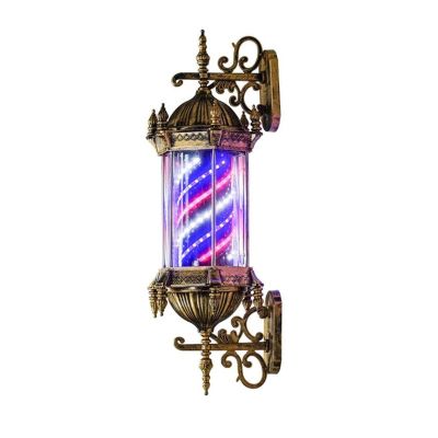 FidemM Light Led,Outdoor Retro Style Rotating Hair Salon Barber Shop Open Sign Red White Blue Strips Wall-Mounted Waterproof Save Energy Outdoor Wall Lamp Decor