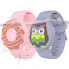 Waterproof Air tag Bracelets for Kids (2 Pack) - Soft Silicone Hidden Air tag Wristband - Lightweight GPS Tracker Holder Compatible with Apple Airtag Band for Child-Donut & Owl view 1