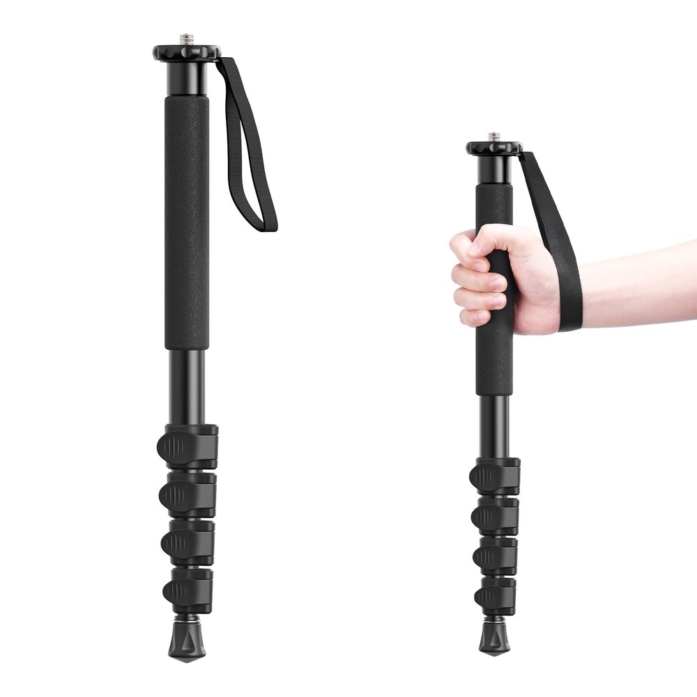 ULANZI TB12 61-Inch Camera Monopod - Portable Tripod & Monopod Photography Stick with 5-Section Height, Aluminum Compact Travel Camera Stick for Canon, Nikon, Sony Mirrorless, DSLR, Easy to Carry