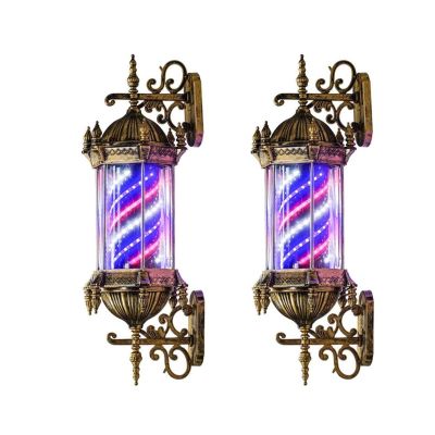 FidemM Light Led,Outdoor Retro Style Rotating Hair Salon Barber Shop Open Sign Red White Blue Strips Wall-Mounted Waterproof Save Energy Outdoor Wall Lamp Decor (Color : 2piece)