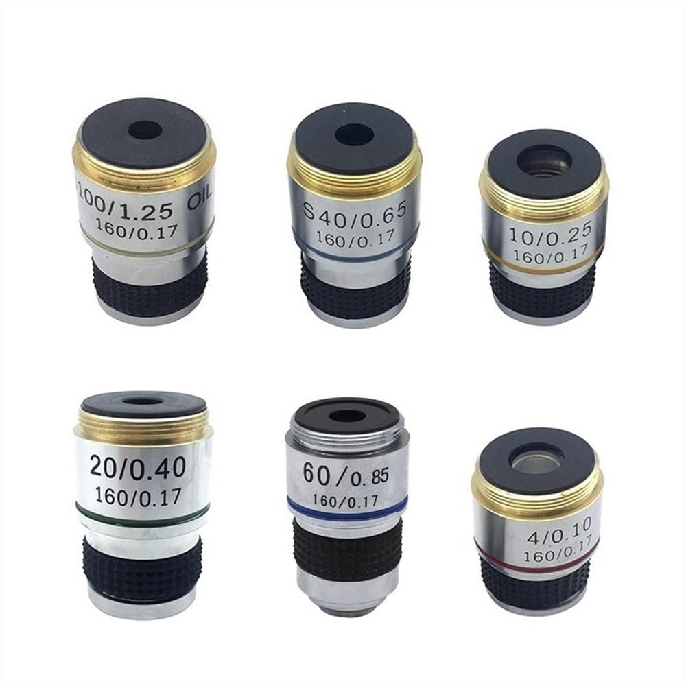 Lab Microscope Slides Microscope Objective Lens 4X 10X 20X 40X 60X 100X Lab Biological Microscope Achromatic Objective Lens Conjugate Distance 185 mm Microscope Parts (Color : 10x)