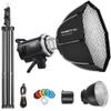Godox MS300V Strobe Light Kit, 300W Studio Strobe Light, 2.4G Wireless System, Recycle Time 0.11.8S, Bowens Mount LED Modeling Lamp with QS65 Quick Installation Softbox + Light Stand view 1