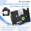 KCMYTONER 3 Pack Compatible for Ptouch TZe-R231 TZ-R231 TZe Satin Ribbon Tape 12mm 0.47 Inch Black on White Fabric Tape for Ptouch Embellish PT-P710BT P700 P910BT H100 D400VP Label Maker view 2