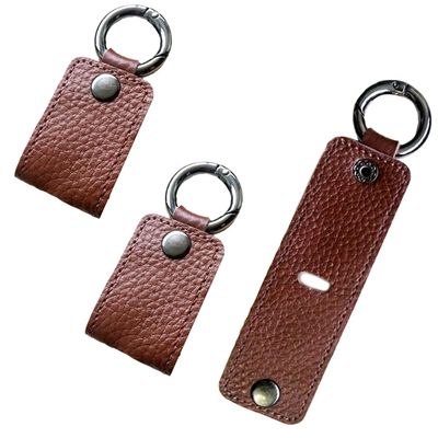 YIUWLMN 3Pcs Leather Cord Organizer First Layer Cowhide Leather Simple Retro Style USB Able Storage Sleeve Earphone Organizer Snap Closure for Easy Access