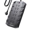 Power Strip, SUPERDANNY Surge Protector with 22 AC Outlets, 2 USB-C and 4 USB Ports, 1875W/15A, 2100J, 6.5Ft Extension Cord Surge Protector Power Strip with Wall Mount Holes for Home, Office, Dorm view 1