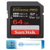 SanDisk 64GB SD Extreme Pro UHS-II Memory Card Works with Canon EOS R5, EOS R6 Mark II, EOS R6 Mirrorless Camera (SDSDXEP-064G-GN4IN) Bundle with 1 Everything But Stromboli 3.0 Micro & SD Card Reader view 1