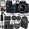 Canon EOS 250D (Rebel SL3) DSLR Camera with 18-55mm & 75-300mm Canon Lenses + 64GB Card, Tripod, Flash, and More (20pc Bundle) Black compact (Renewed)