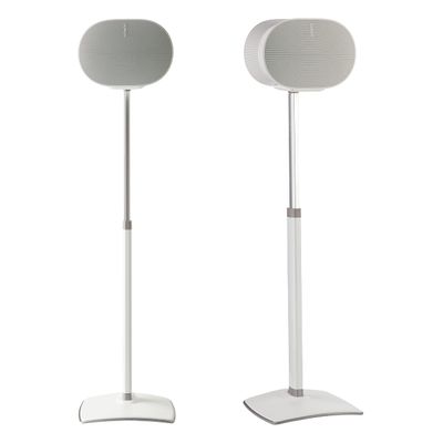 Sanus Height Adjustable Speaker Stands for Sonos Era 300 - 17" Height Adjustment Sonos Stand Includes Carpet Spikes & Rubber Pads - Easy DIY Install Comes w/All Hardware - White Pair