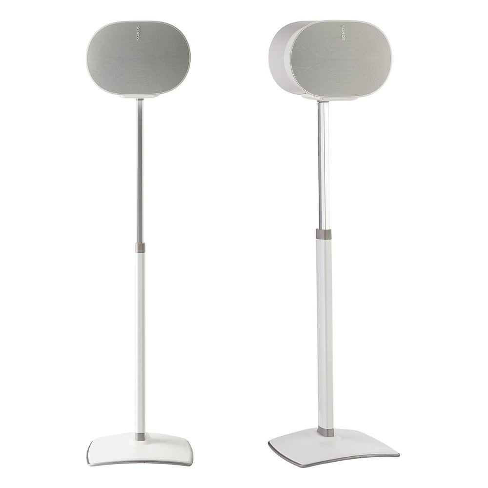 Sanus Height Adjustable Speaker Stands for Sonos Era 300 - 17" Height Adjustment Sonos Stand Includes Carpet Spikes & Rubber Pads - Easy DIY Install Comes w/All Hardware - White Pair