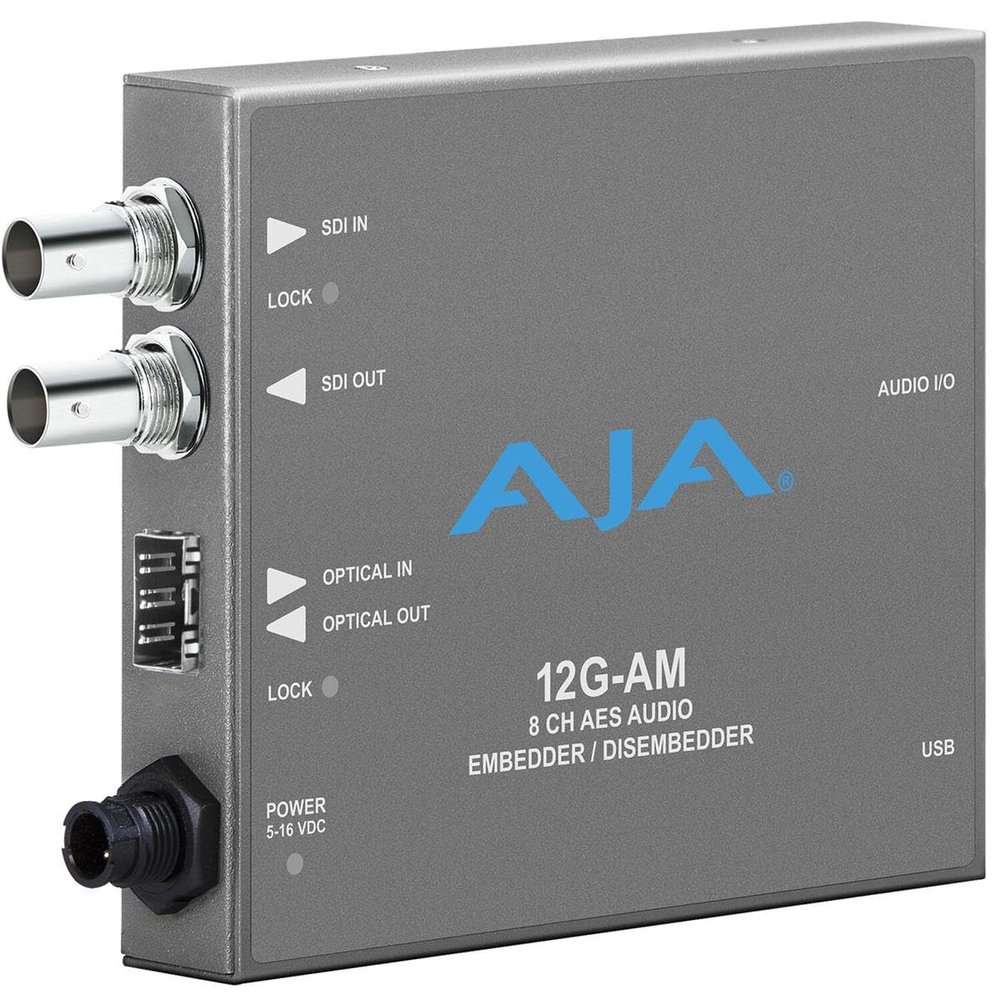 Aja 12G-AM 12G-SDI 8-Channel AES Audio Embedder/Disembedder Mini-Converter with Fiber Options