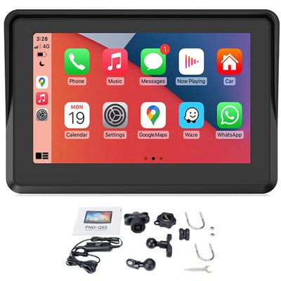 5 Inch IPS Touchscreen for Motorcycle,Compatible with Wireless Apple Carplay & Android Auto & Hicar for Motorbike,IPX7 Waterproof/Dual Bluetooth and 5G WiFi/FM/Sunlight-readable Display