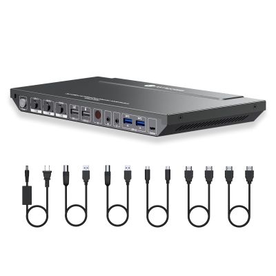AV Access KVM Switch Dock for a Laptop and 2 Desktop PCs, Dual 4K Monitor USB C Docking Station, Type-C 65W Charging for Laptop, Ethernet, EDID, Hotkey Switch, HDMI, 4K@60Hz, 1080P@240Hz, USB 3.0