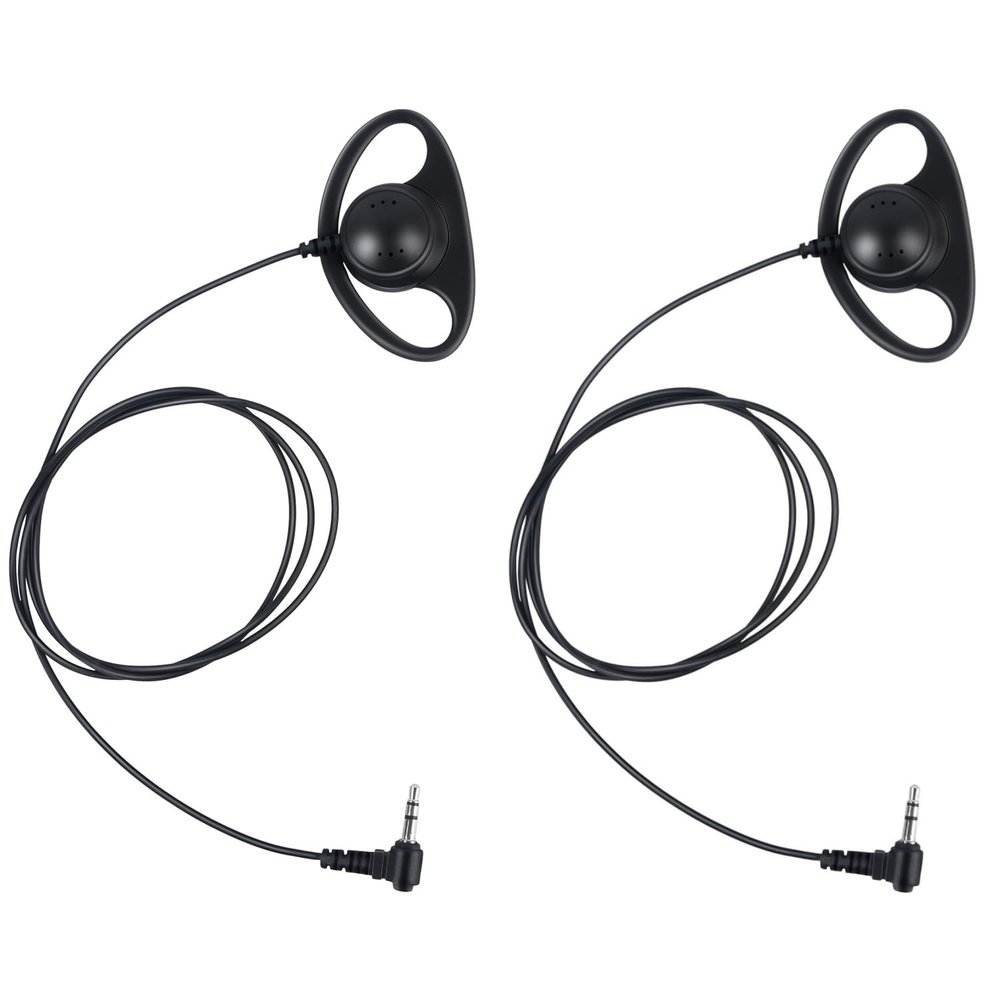 Pdflie 3.5mm Wired Radio Earphone Receiver Listening Assisted Church Translation Conference Travel Headset Compatible with Eamax EX-100 EXD-101 ATG-100T Wireless Tour Guide System (2Pack,D Shape)