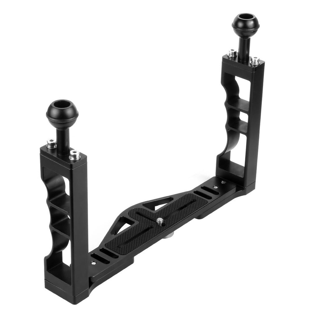 NovelGoal Dual Handle Tray Stabilizer Rig Aluminum for Underwater Camera Housing Case Diving for Hero 13 Action Camera Base Mount Bracket (Black)