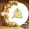 OERJU 2026 Happy New Year Round Backdrop Cover New Years Eve Photo Backdrop White and Gold Christmas New Year Festival Celebration Party Decoration Circle Background Photography Studio Prop 5ft view 4