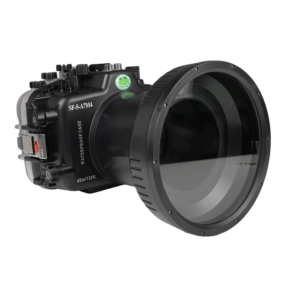 Seafrogs 40 Meters / 130 feet Waterproof Underwater Camera housing for Sony Alpha7 IV (ILCE-7M4 a7 IV a74) with 6-inch Optical Glass Flat Port for Sony FE24-70mm F2.8 GM II Lens