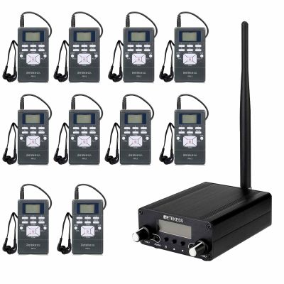 Retekess TR508 FM Transmitter, Long Range Radio Stereo Station With 3.5mm Mic Audio Jack, 10 PR13 Portable Receiver, Mini DSP With 24 Hour Clock for Drive-in Church