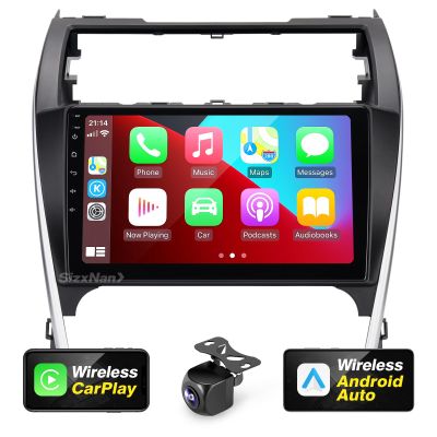 SizxNanv for Android Compatible with Wirelessly Carplay Android Auto,Car Radio Stereo Bluetooth Navigation GPS WiFi FM/AM 8 core 4GB+64GB 1280X720 Touchscreen Rear Camera for Toyota Camry 2012-2014