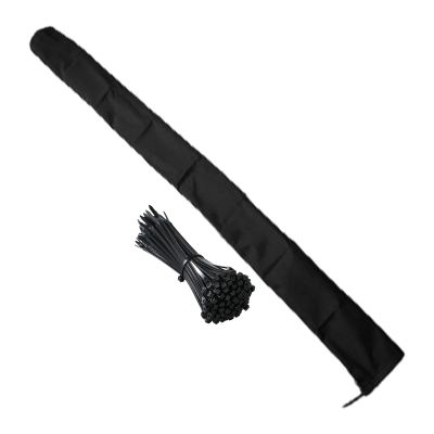 Zipper Cable Sleeve, Cord Organizer Sleeve with Zipper Zippered Rigging Sleeve Motor Sleeve Management Sleeve Wrap Cord Organizer Cable Protector for TV Computer Office, 48-Inch Long Black