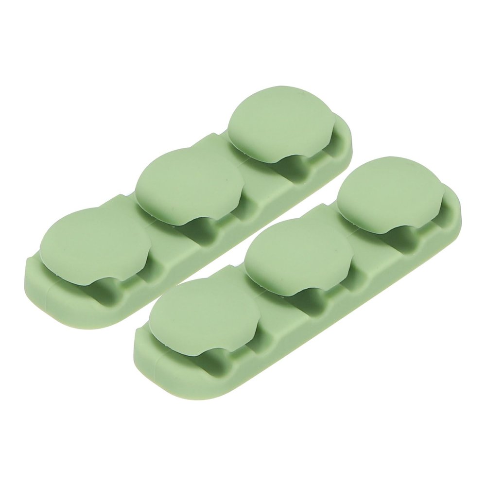 MECCANIXITY 2pcs Cable Clips Cord Clips Organizer for Desk, 6 Slot Silicone Adhesive Wire Holders Cable Management for USB Cable, Army Green