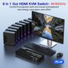 8 Port HDMI KVM Switch, 4K@60Hz 8 in 1 Out HDMI KVM Switch for 8 Computers Share 1 HD Monitor and 4 USB Devices, Including 8 HDMI Cables and Remote Control view 2