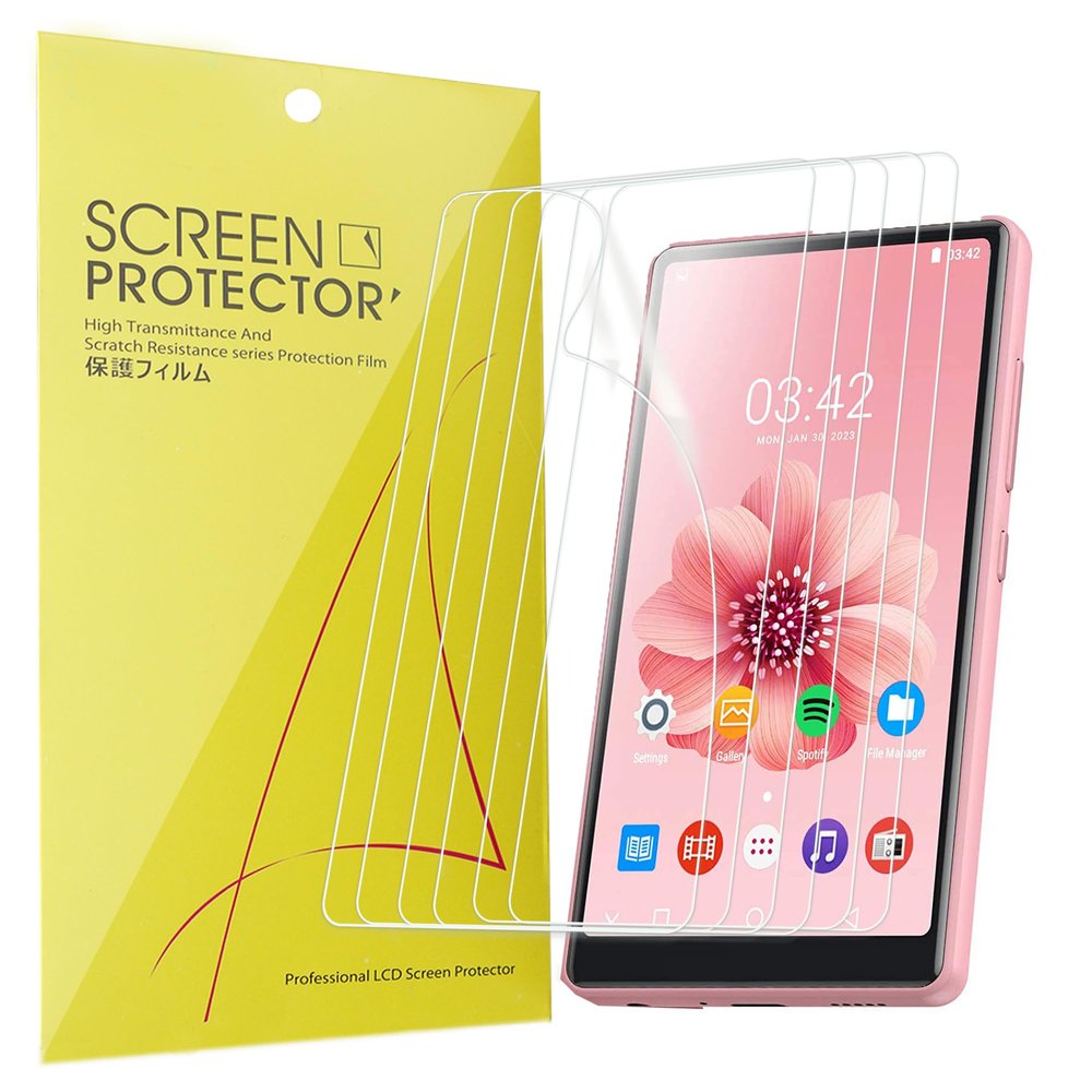 Lamshaw Compatible for AGPTEK MT05P MP3 Player Screen Protector, [6 Pack] Full Coverage TPU Clear Film Compatible for AGPTEK MT05P 4" MP3 Player (6 pack)