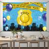 Renaiss 6x3.6ft Police Banner - Blue Brick Wall Party Decoration Warning Tape Background for Kids Birthday Yard Sign view 3