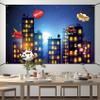 Renaiss 6x3.6ft Superhero Themed Banner Supercity Skyline Kids Party Decoration Supplies Skyscrapers City Night Starlit Sky Background City Bang Comic Con Decor Boy Girl Birthday Party Yard Sign view 3