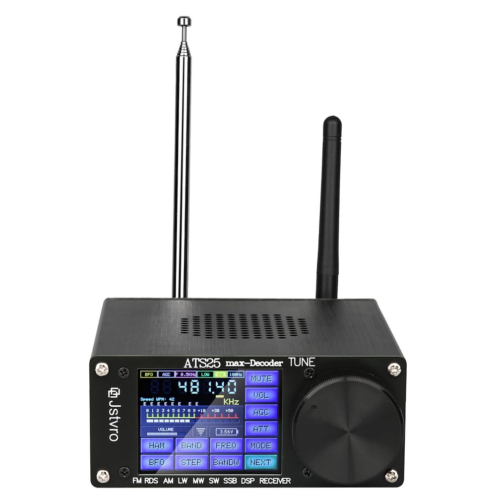 Upgraded ATS25max DECODER Portable Shortwave Radio,4.16 Version Adds CW,RTty Decoding Function,Four Audio Spectrum,WiFi Function,Full Bands Ham Radio Receiver with 2.4 inch Color Touching Screen