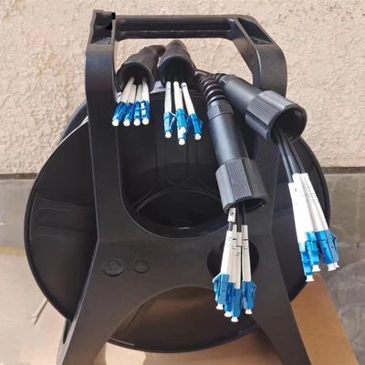 100m 2/4/6/8 Core Outdoor Jumper Armored PCD235 Reel LC SC FC APC SM TPU DVI Waterproof Jumper Fiber Optic Extender (Size : LC-SC, Color : 4C TPU with Reel)