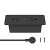 CCCEI Recessed Power Strip with Outlet and USB C Ports, Furniture Flush Mount Power Strip, Small Desk Hidden Outlet for Conference Table, Nightstand, Black, 10FT. view 1