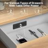 CCCEI Recessed Power Strip with Outlet and USB C Ports, Furniture Flush Mount Power Strip, Small Desk Hidden Outlet for Conference Table, Nightstand, Black, 10FT. view 2