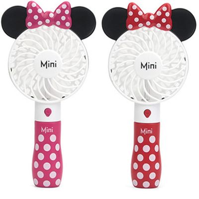 Cute Personal Mini Fan, Handheld & Portable USB Rechargeable 1 Speed USB Fans with Colorful LED Light Adjustable, for Indoor Or Outdoor Activities, Cute Mouse (Pink+Rose)