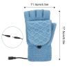 USB Heated Gloves for Women & Men, Double Sided Heating Winter Warm Laptop Gloves with 3 Temperature Levels, Removable Full & Half Hands Heating Fingerless Knitting Hands Warmer for(blue with switch) view 2