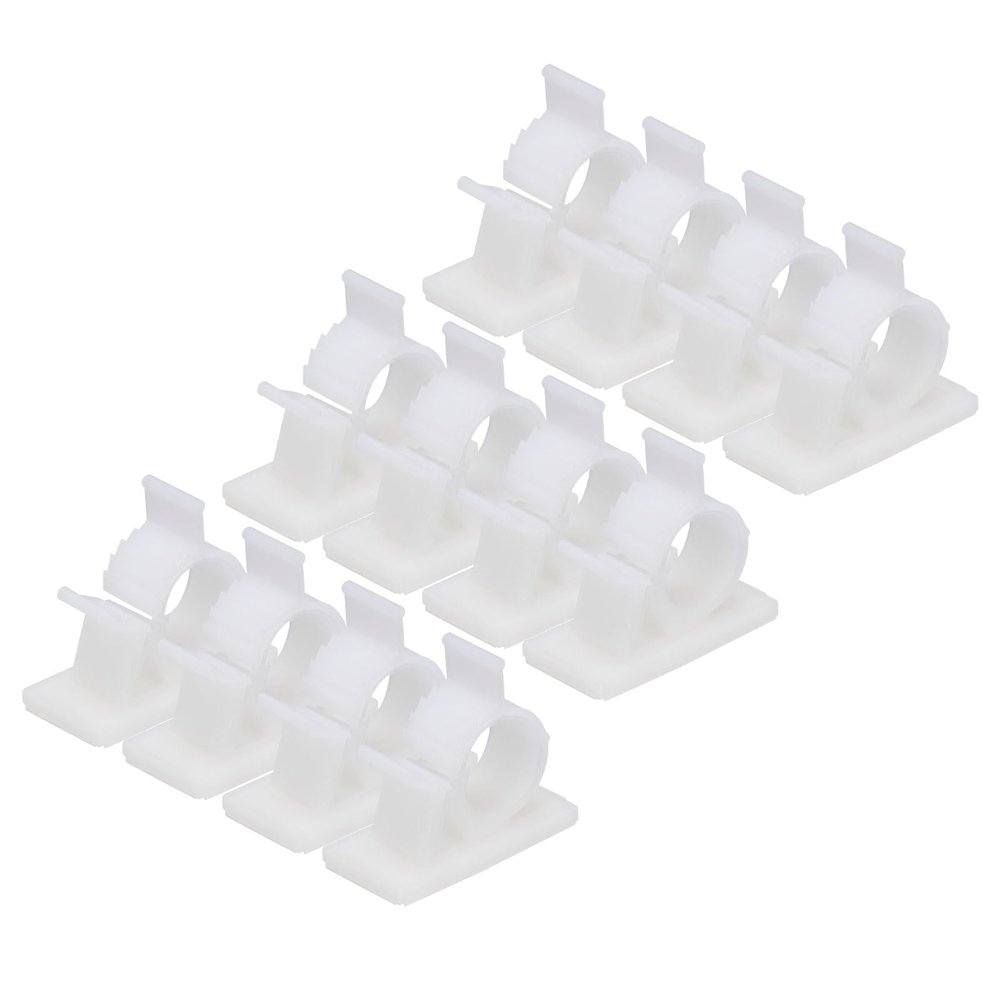 MECCANIXITY 50Pcs Adhesive Cable Management Clip PE Cord Clamps 13-16mm Adjustable for USB Cords Mouse Cables Network Cable White
