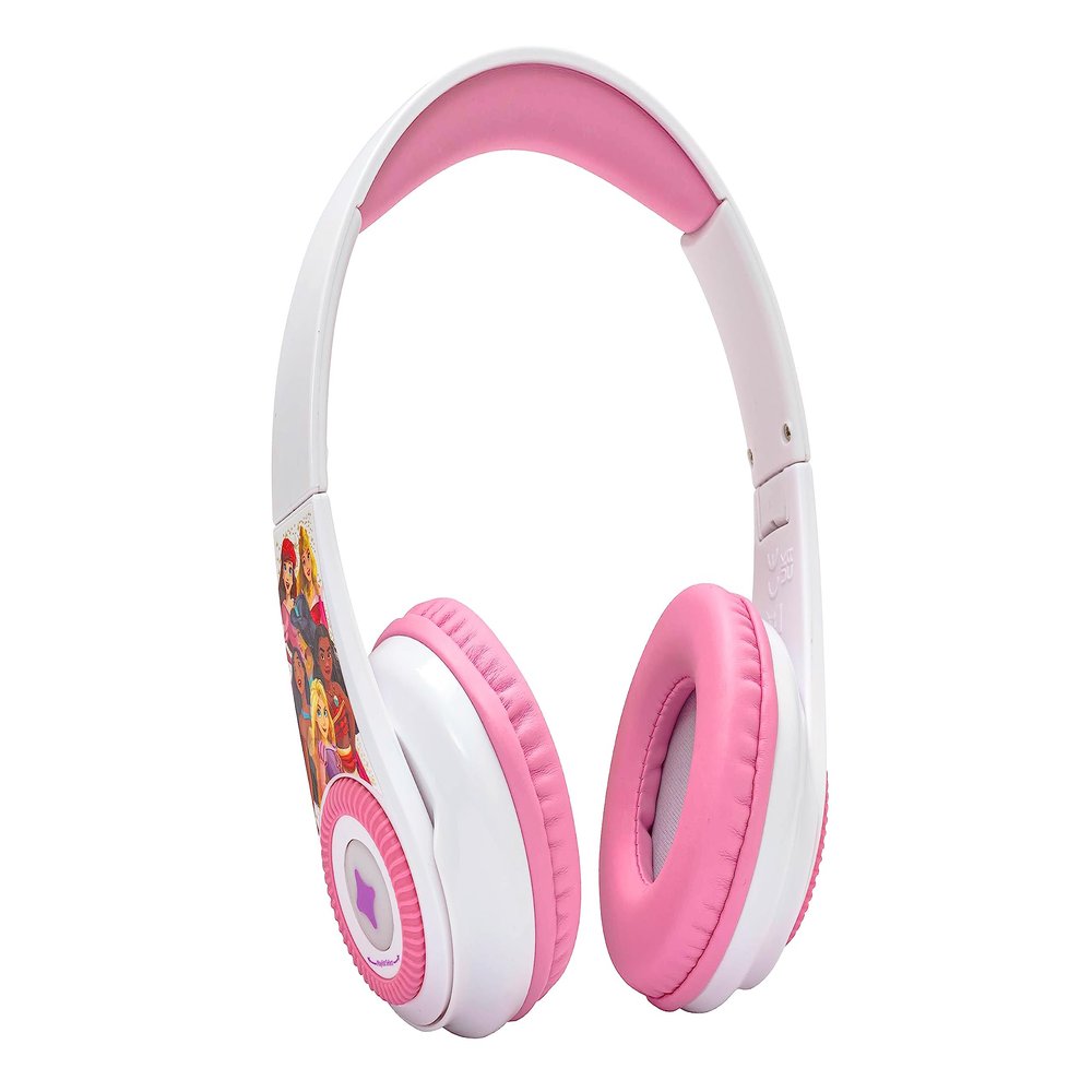 eKids Disney Princess Bluetooth Headphones with EZ Link+, Wireless Headphones with Microphone and Audio Cable, Kids Earphones for School, Home, or Travel