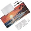 Stitched Edge, Non-Slip Rubber Base Beach Sunset Printed Mouse Pad 35.5 x 16 Inch, Ideal for Gamers & Office Work view 2