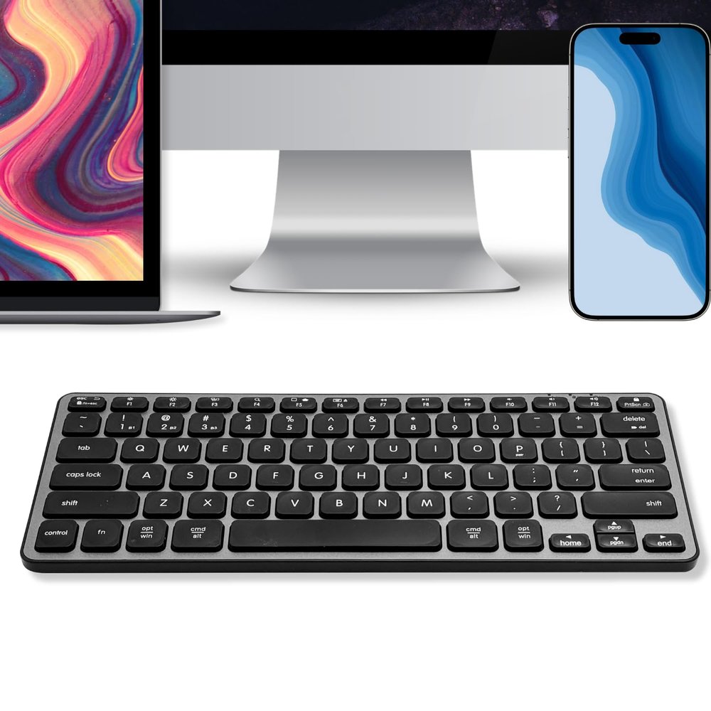 Macally Wireless Bluetooth Keyboard for Mac - Premium Multi Device Connectivity - Compatible Apple Keyboard for MacBook Pro/Air, iMac, Mac mini, iPad, Laptop, and PC