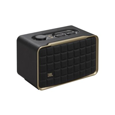 JBL Authentics 200 - Retro Style Smart Home Speaker with Built in Wi-Fi, Bluetooth and Voice Assistants, Alexa and Google Assistant, Multi-Room Playback, Automatic self tuning (Black/Gold)