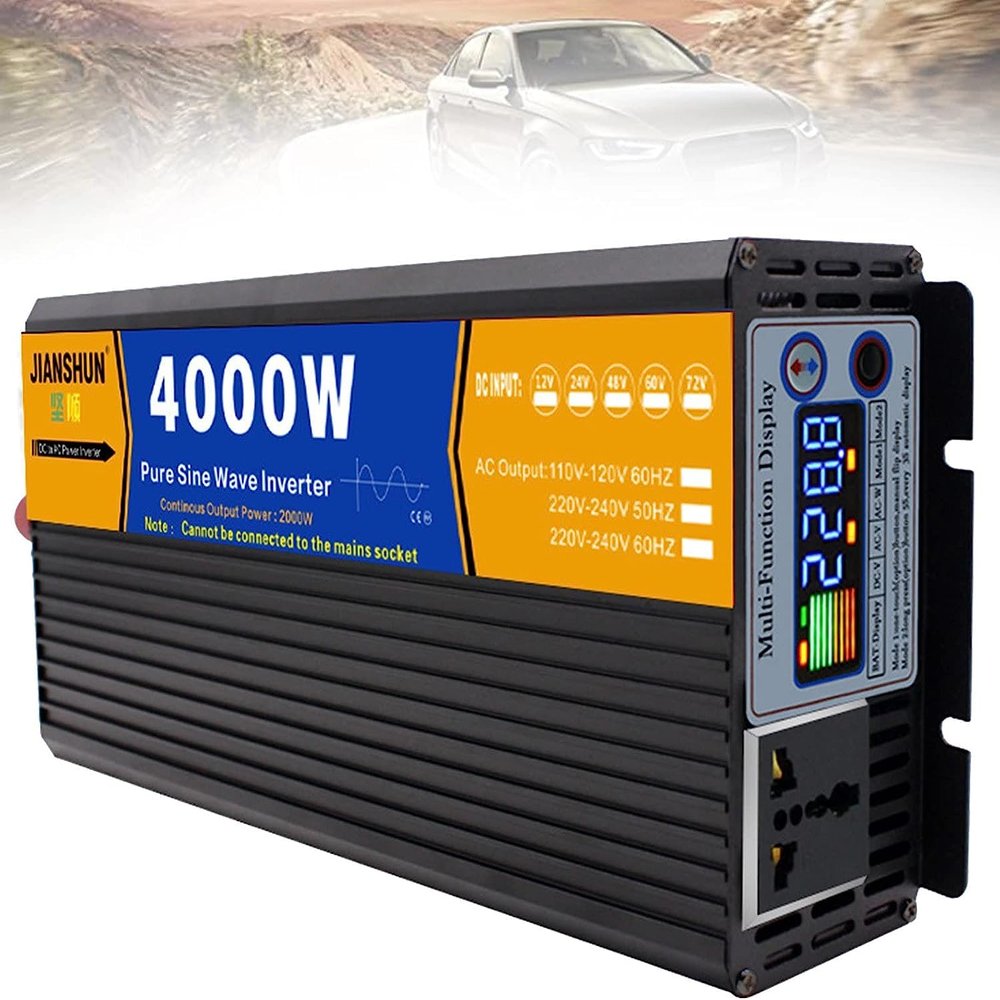 3000W 4000W 5000W 6000W 8000W(Peak) Pure Sine Wave Power InverterDC 12V24V48V60V72V to110V 220V AC Car Power Converter, for Road Trip Camping (4000W,72Vto110V)