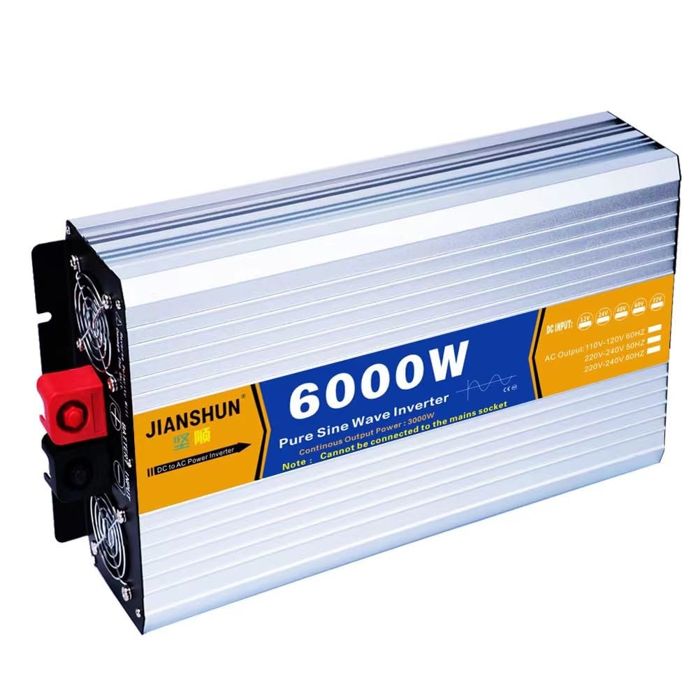 3kw /4Kw /5kw /6kw /8kw Pure Sine Wave Inverter 12V/24V/48V/60V/72V DC to AC110V 220V Car Converter Power Inverter with LCD Display and Cooling Fans (6000W,60Vto110V)