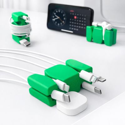 CordBrick Steel Weighted Cord Holder, Cord Wrap, Phone Accessory, Stocking Stuffer for Men, Adults, College Students. Nightstand, Desk Travel Organizer. Silicone. 1pk Mint Green