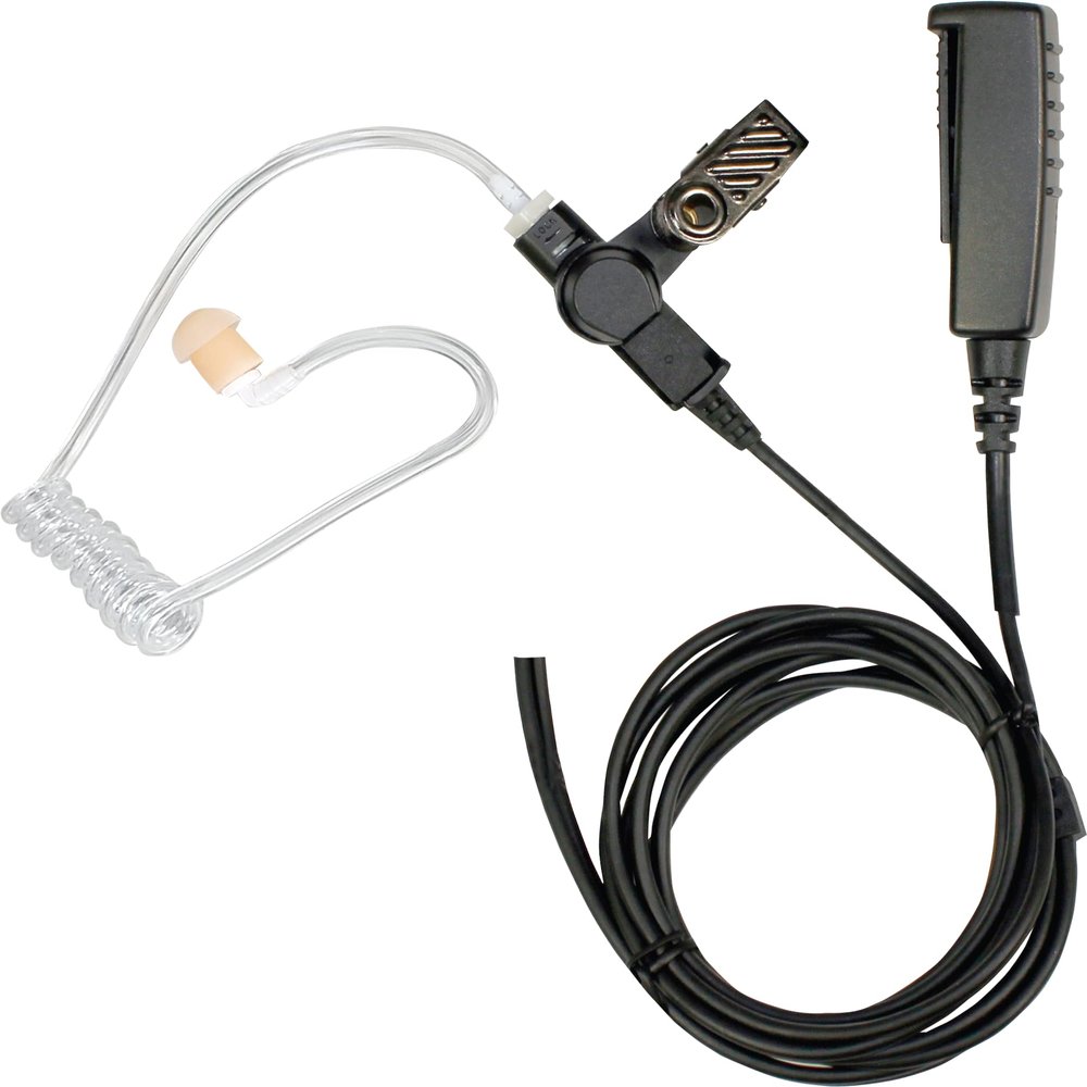 PRYME SPM-2305 2- Wire Surveillance Style Lapel Mic w/Acoustic Clear Tube Earphone - Fits Quick Disconnect Radio Adapters