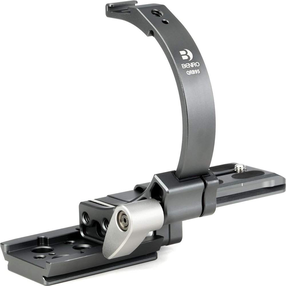 Benro Quick Release Clamp  Arca-Swiss Compatible 95mm Aluminum Clamp with Dual Safety Lock, Precision Knob Control, and Universal Mount for Tripods, Ball Heads & Video Supports (QRB95)