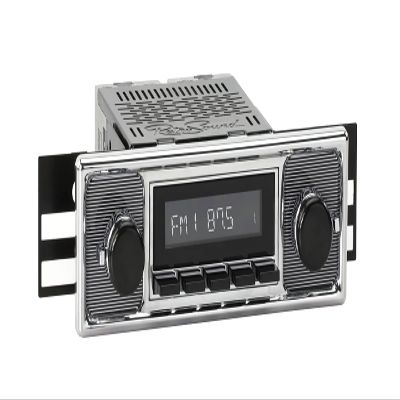 RetroRadio Compatible with 1955-65 Mercedes-Benz 190 with Pinstripe/Chrome Faceplate Features Include Bluetooth, USB, AM/FM HCB-M2-308-509-40-80M28