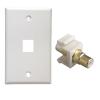 5 RCA Keystone Jack Inserts with Gold Plated RCA Wall White Jack for Wall Panel Female Jack to Female Jack, White view 3