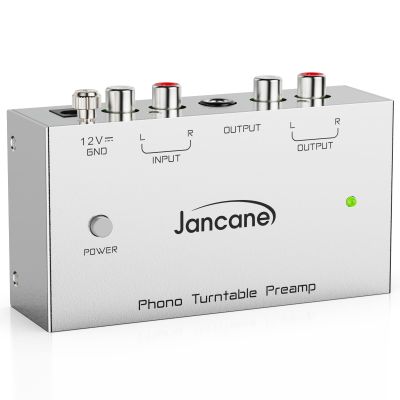 Jancane Phono Turntable Preamp, Phono Preamp for Turntable, Record Play, Phonograph Preamplifier with RCA Input, RCA/TRS Output, Phono Preamp with Power Switch and 12 Volt DC Adapter