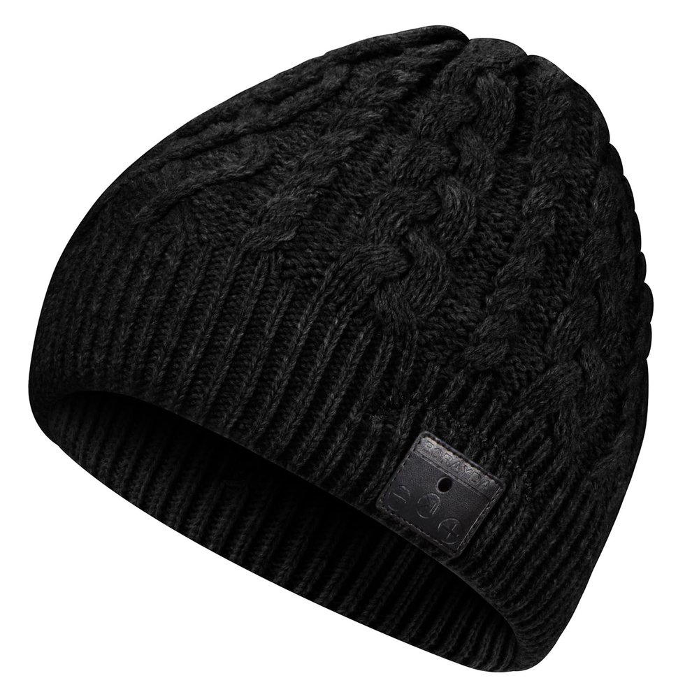 BORAYDA Bluetooth Beanie, Bluetooth 5.2 HD Stereo,30 Hours Play time,Built-in Microphone, Men's/Women's Christmas Electronic Gift (Black)