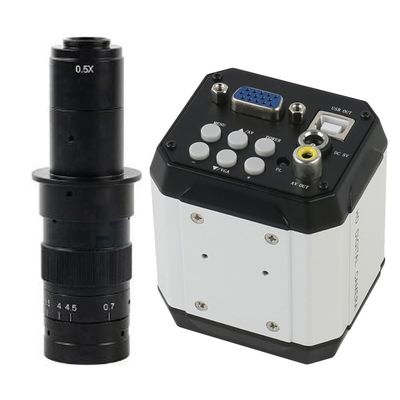 2 In 1 AV USB VGA Industrial Electronic Digital Microscope Camera & 180X C-Mount Lens For PCB Soldering Repair