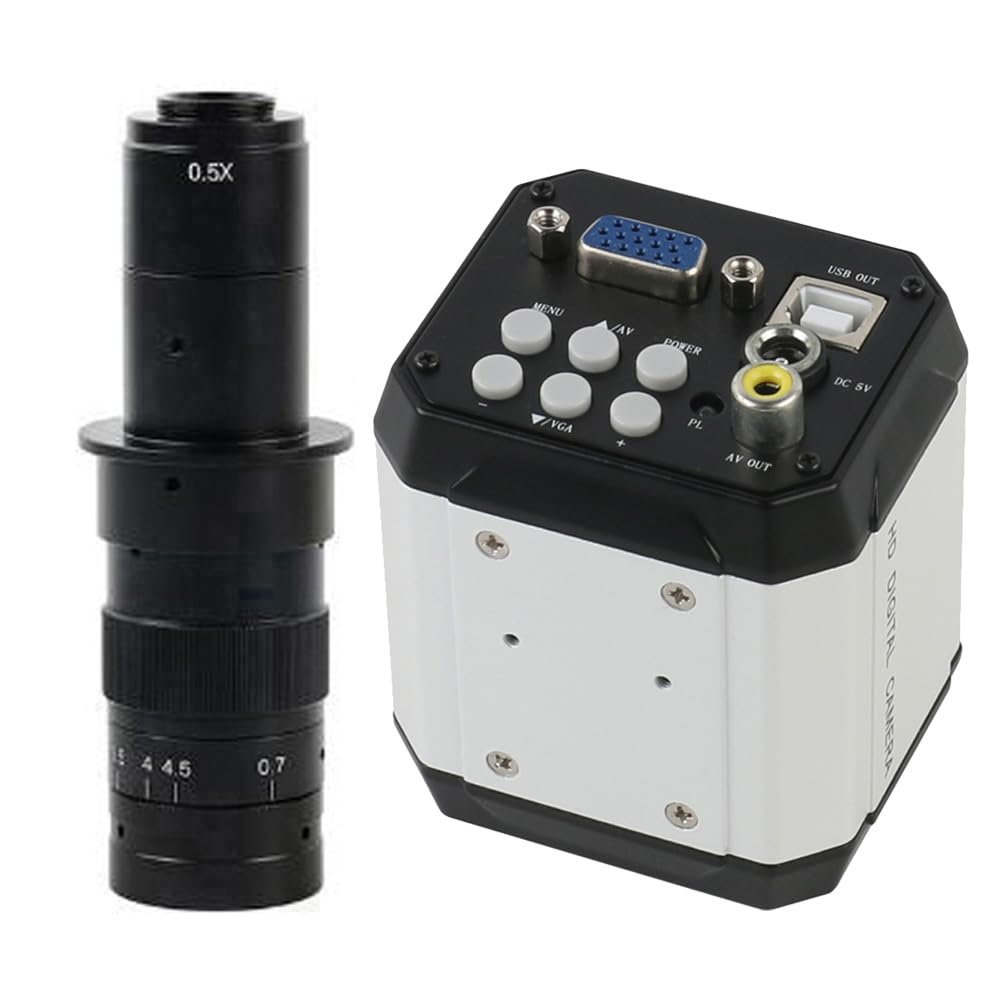 2 In 1 AV USB VGA Industrial Electronic Digital Microscope Camera & 180X C-Mount Lens For PCB Soldering Repair